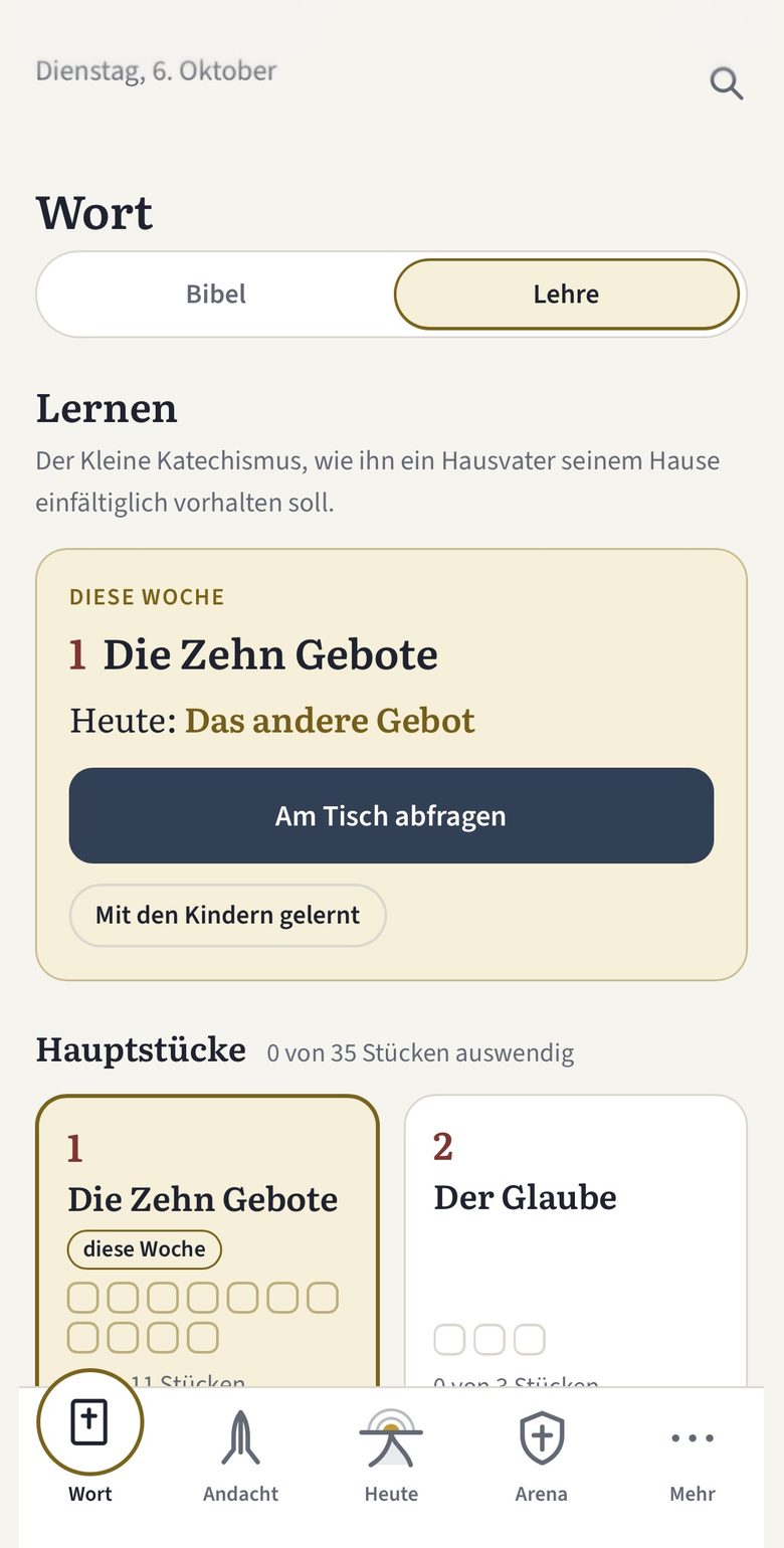 Henoch, Seite „Wort“: Kleiner Katechismus mit dem Stück der Woche
